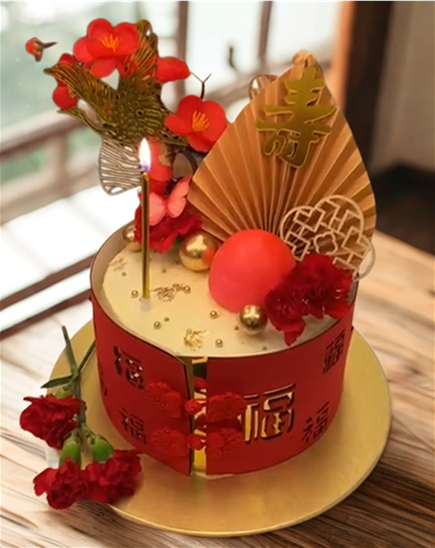 Plum Blossom Blessings Longevity Cake