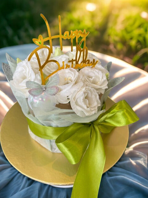 Rose Cake Bouquet – Innocent White (6")